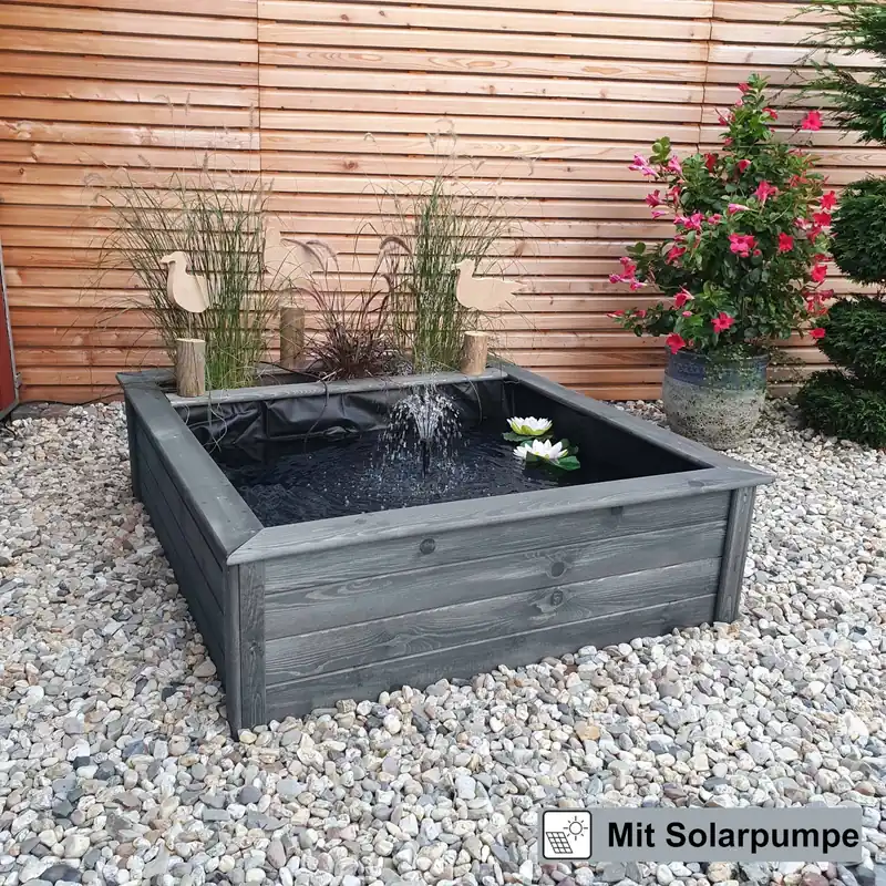 Begrenztes Angebot Hochteich mit seitlicher Pflanzzone grau, Solar