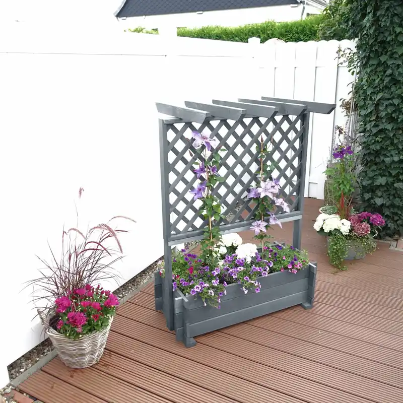 Letzte Chance Pflanzkasten mit Pergola, grau