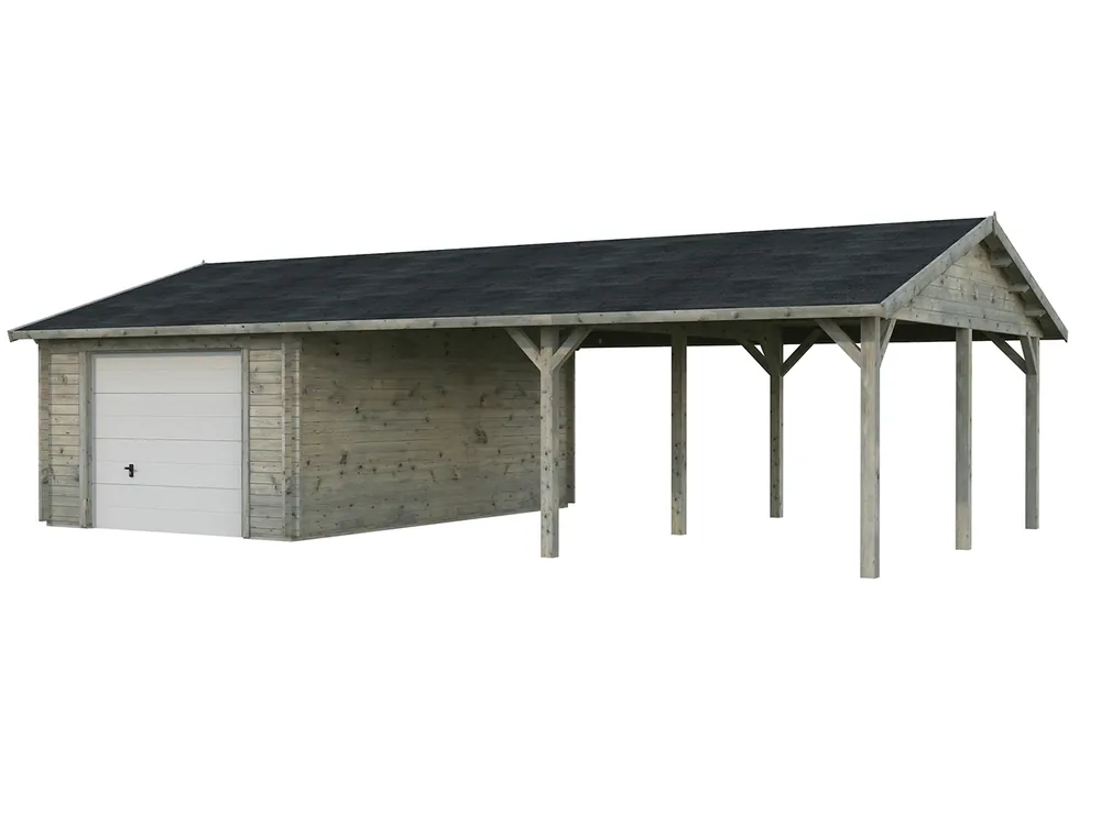 Holzgarage Roger 19,0+33,2 m² ISO Markenprodukt
