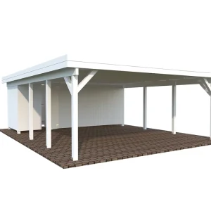 Direkt Vom Hersteller Doppelcarport mit Flachdach Karl 4 / 40,6 m² mit Geräteraum
