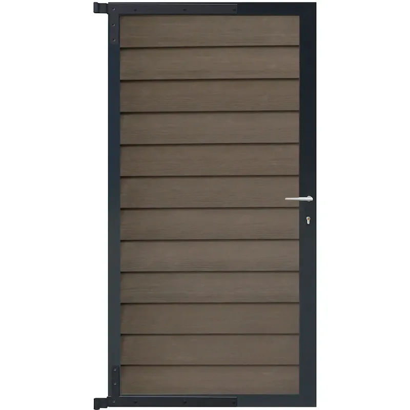 Abverkauf WPC Steckzaun Tor Schwedenprofil 90x175 cm Holzstruktur Anthrazit | V-Line