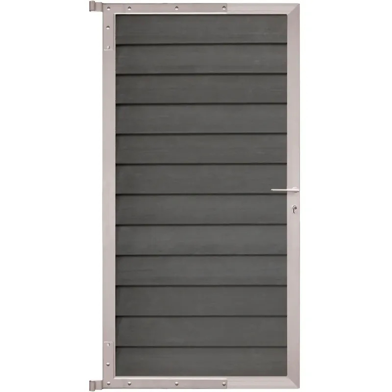 Schnäppchen WPC Steckzaun Tor Schwedenprofil 90x175 cm Holzstruktur Anthrazit | V-Line
